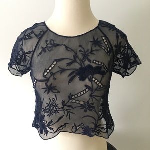 Anthropologie Embroidered Floral Top